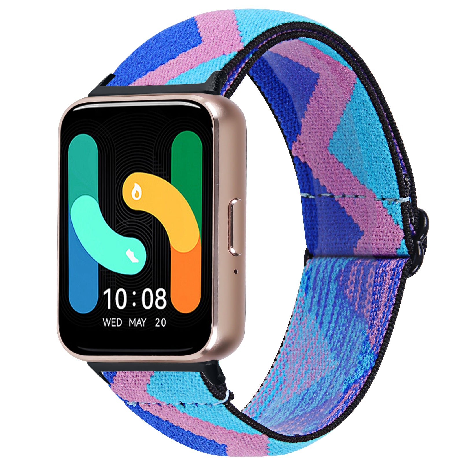 For Samsung Galaxy Fit3 SM-R390 Elastic Wrist Band Pattern Design Watch Strap (Black Buckle) - 1 For Samsung Galaxy Fit3 SM-R390 Elastic Wrist Band Pattern Design Watch Strap (Black Buckle) - 1